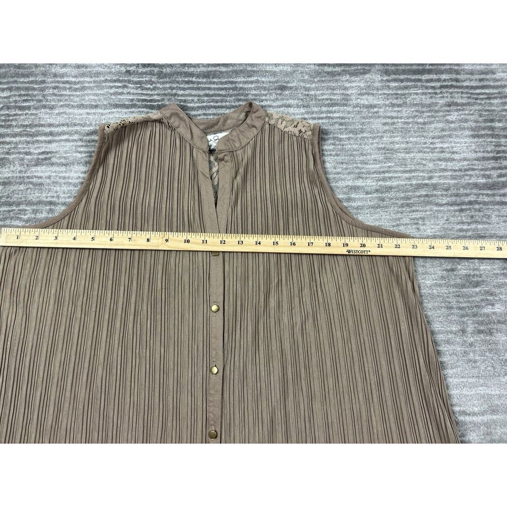 French Laundry Top Womens Large‎ Brown Sleeveless Button Up Lace Polyester - Picture 4 of 10